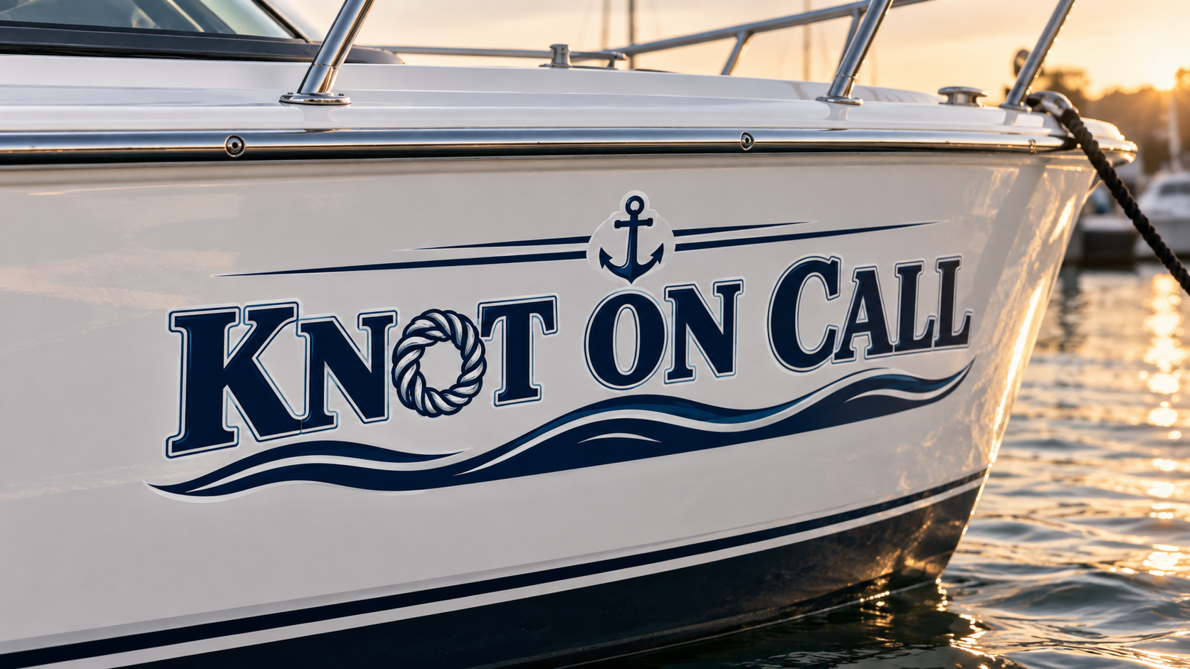 Knot On Call printed boat name sticker mockup