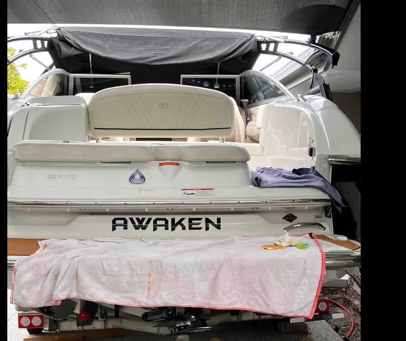 Awaken boat name stickers — custom boat stickers on vessel hull